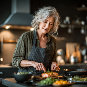 Възрастен човек яде здравословна храна